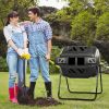 Dual Tumbling Composter 42 Gallon Tumbler Composting Bins Easy Turn System Rotating Barrel With Two Sliding Doors