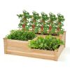 3-Tier Wooden Raised Garden Bed with Open-Ended Base