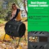 43 Gallon Composting Tumbler Compost Bin with Dual Rotating Chamber